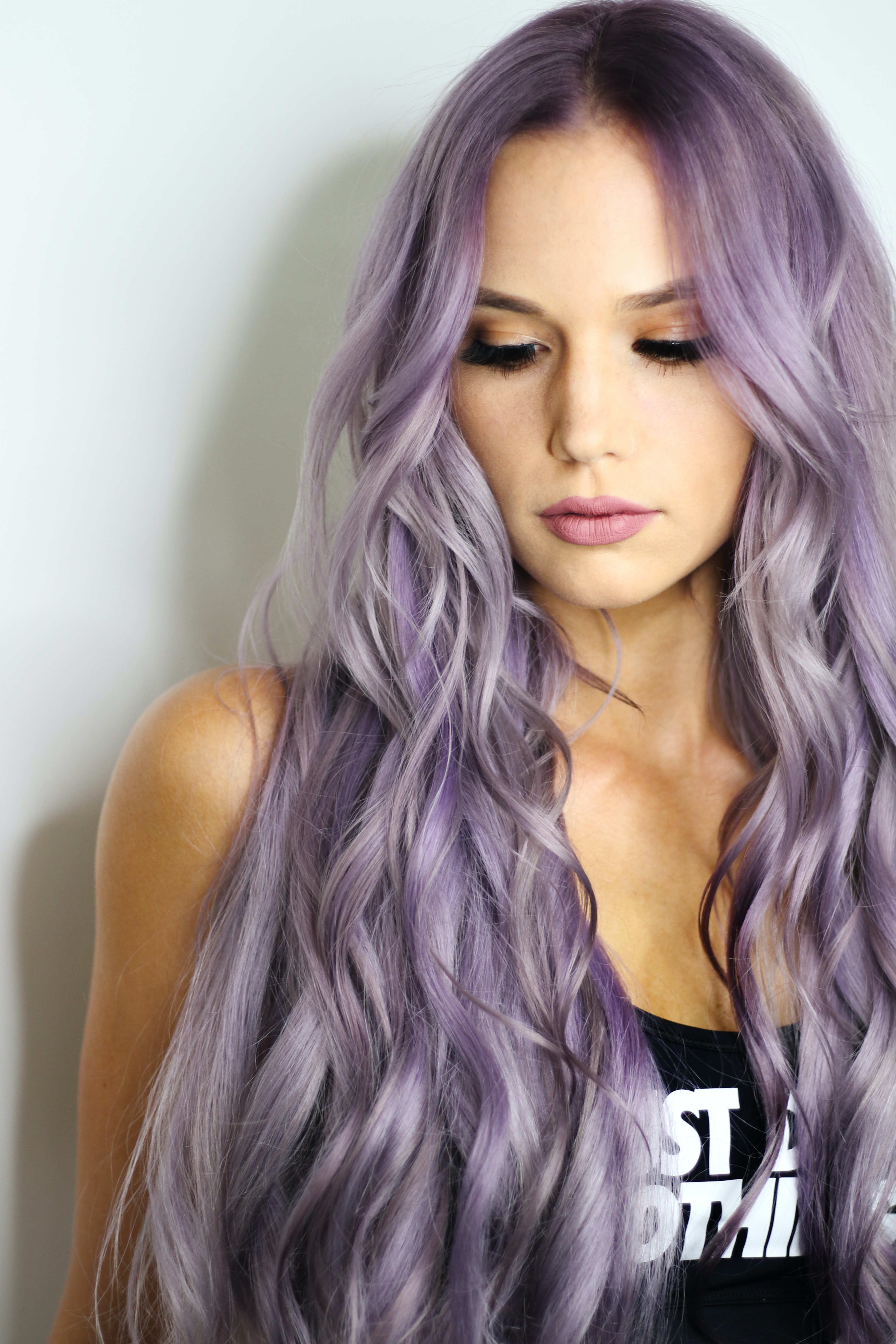 long curly purple hair